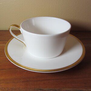 twig new york fine bone china golden edge 9 oz cup & saucer 24 k (W4766)